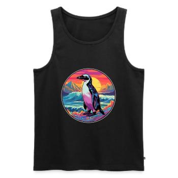 Penguin Colorful Watercolor Cartoon Kawaii Animal - Men's Premium Organic Tank Top - black - Front - Michal (187cm)