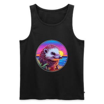 Igel Buntes Aquarell Cartoon Kawaii Tier - Männer Premium Bio Tank Top - Schwarz - Vorne - AI Model Male 178 light (178cm)