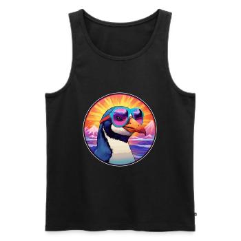Penguin Colorful Watercolor Cartoon Kawaii Animal - Men's Premium Organic Tank Top - black - Front - Michal (187cm)