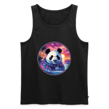 Panda Colorful Watercolor Cartoon Kawaii Animal - Men's Premium Organic Tank Top - black - Front - Michal (187cm)