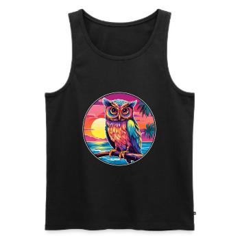 Owl Colorful Watercolor Cartoon Kawaii Animal - Men's Premium Organic Tank Top - black - Front - Michal (187cm)