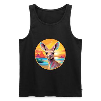 Kangourou coloré aquarelle dessin animé Kawaii Animal - Débardeur bio Premium Homme - noir - Devant - Michal (187cm)