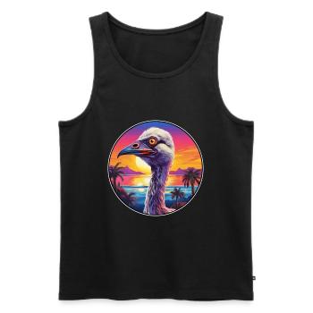 autruche coloré aquarelle dessin animé animal kawaii - Débardeur bio Premium Homme - noir - Devant - Michal (187cm)