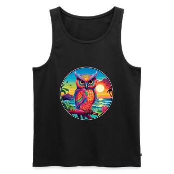 Eule buntes Aquarell Cartoon Kawaii Tier - Männer Premium Bio Tank Top - Schwarz - Vorne - AI Model Male 178 light (178cm)