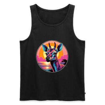 Okapi Colorful Watercolor Cartoon Kawaii Animal - Men's Premium Organic Tank Top - black - Front - AI Model Male 178 light (178cm)