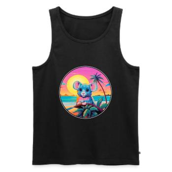 Mouse Colorful Watercolor Cartoon Kawaii Animal - Men's Premium Organic Tank Top - black - Front - Michal (187cm)