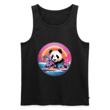 Panda Colorful Watercolor Cartoon Kawaii Animal - Men's Premium Organic Tank Top - black - Front - Michal (187cm)