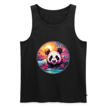 Panda Colorful Watercolor Cartoon Kawaii Animal - Men's Premium Organic Tank Top - black - Front - Michal (187cm)