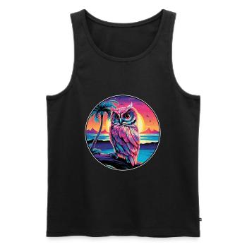 Owl Colorful Watercolor Cartoon Kawaii Animal - Men's Premium Organic Tank Top - black - Front - Michal (187cm)