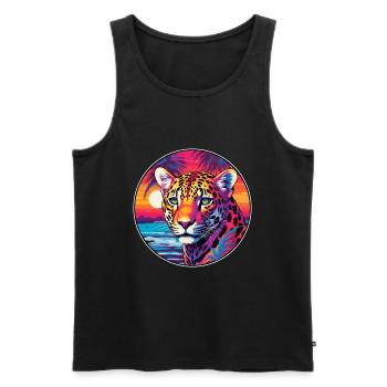 Leopard Colorful Watercolor Cartoon Kawaii Animal - Men's Premium Organic Tank Top - black - Front - AI Model Male 178 light (178cm)