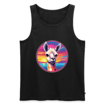 Llama Colorful Watercolor Cartoon Kawaii Animal - Men's Premium Organic Tank Top - black - Front - AI Model Male 178 light (178cm)