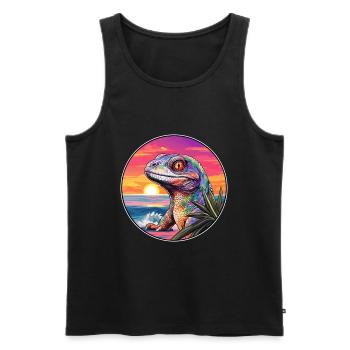 Lizard Colorful Watercolor Cartoon Kawaii Animal - Men's Premium Organic Tank Top - black - Front - AI Model Male 178 light (178cm)