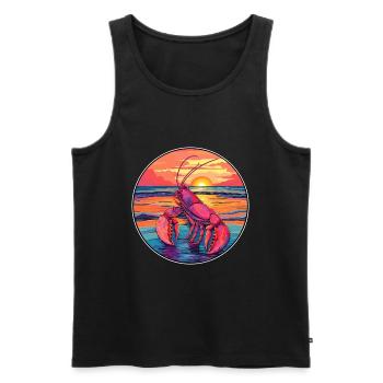 homard coloré aquarelle dessin animé Kawaii Animal - Débardeur bio Premium Homme - noir - Devant - Michal (187cm)