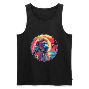 Mandrill Colorful Watercolor Cartoon Kawaii Animal - Men's Premium Organic Tank Top - black - Front - AI Model Male 178 light (178cm)