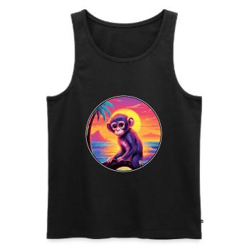 Monkey Colorful Watercolor Cartoon Kawaii Animal - Men's Premium Organic Tank Top - black - Front - AI Model Male 178 light (178cm)