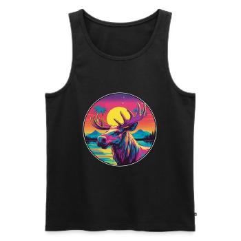 Elch bunte Aquarell-Karikatur Kawaii-Tier - Männer Premium Bio Tank Top - Schwarz - Vorne - AI Model Male 178 light (178cm)
