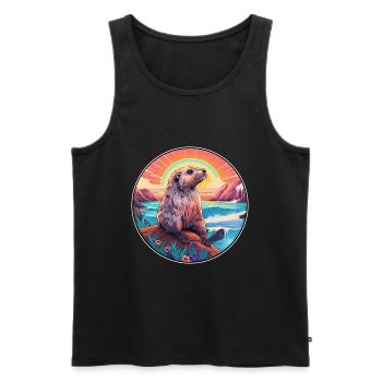 Murmeltier buntes Aquarell Cartoon Kawaii Tier - Männer Premium Bio Tank Top - Schwarz - Vorne - Michal (187cm)