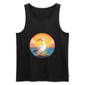 Albatross Colorful Watercolor Cartoon Kawaii Pet - Men's Premium Organic Tank Top - black - Front - Michal (187cm)