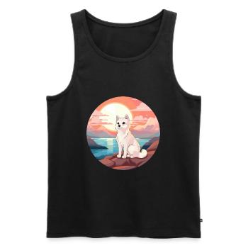 Polarfuchs Bunte Aquarell-Karikatur Kawaii Haustier - Männer Premium Bio Tank Top - Schwarz - Vorne - AI Model Male 178 light (178cm)