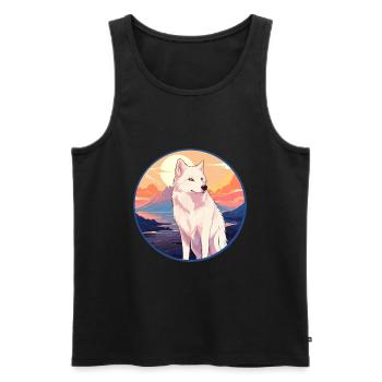 Arktischer Wolf Bunte Aquarell-Karikatur Kawaii Haustier - Männer Premium Bio Tank Top - Schwarz - Vorne - AI Model Male 178 light (178cm)