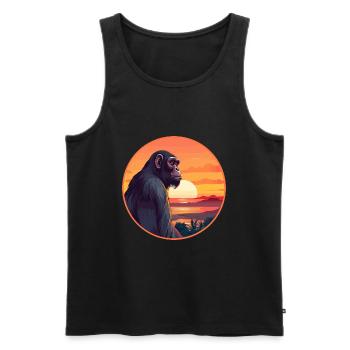 Bonobo Colorful Watercolor Cartoon Kawaii Animal - Men's Premium Organic Tank Top - black - Front - Michal (187cm)