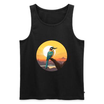 Guêpier coloré aquarelle dessin animé kawaii animal de compagnie - Débardeur bio Premium Homme - noir - Devant - AI Model Male 178 light (178cm)