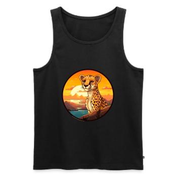 Gepard buntes Aquarell Cartoon Kawaii Tier - Männer Premium Bio Tank Top - Schwarz - Vorne - Michal (187cm)