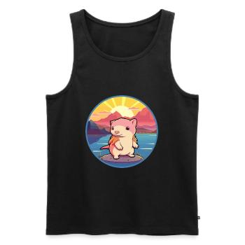 Axolotl Aquarelle Colorée Dessin Animé Kawaii Animal - Débardeur bio Premium Homme - noir - Devant - Michal (187cm)