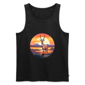 antilope coloré aquarelle dessin animé Kawaii Animal - Débardeur bio Premium Homme - noir - Devant - AI Model Male 178 light (178cm)
