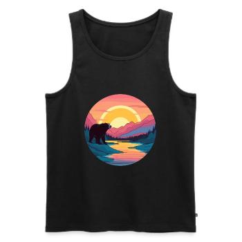 ours coloré aquarelle dessin animé Kawaii Animal - Débardeur bio Premium Homme - noir - Devant - Michal (187cm)