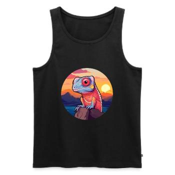 Chameleon Colorful Watercolor Cartoon Kawaii Pet - Men's Premium Organic Tank Top - black - Front - Michal (187cm)