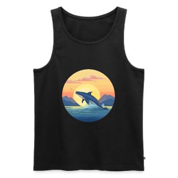 Blue Whale Colorful Watercolor Cartoon Kawaii Pet - Men's Premium Organic Tank Top - black - Front - AI Model Male 178 light (178cm)