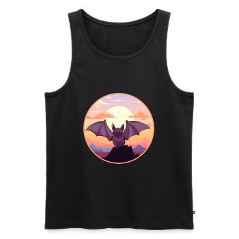 Fledermaus Buntes Aquarell Cartoon Kawaii Tier - Männer Premium Bio Tank Top - Schwarz - Vorne - AI Model Male 178 light (178cm)