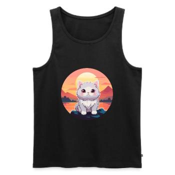 Katze buntes Aquarell Cartoon Kawaii Tier - Männer Premium Bio Tank Top - Schwarz - Vorne - Michal (187cm)