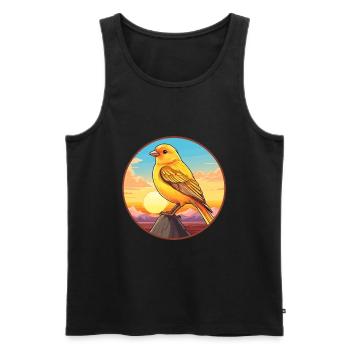 Canari oiseau coloré aquarelle dessin animé kawaii animal de compagnie - Débardeur bio Premium Homme - noir - Devant - Michal (187cm)