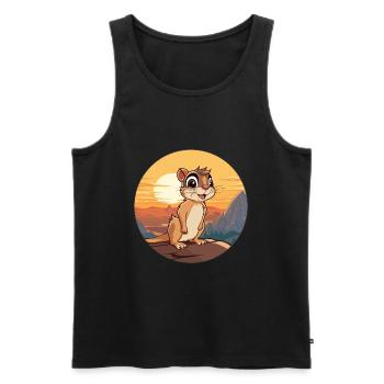 Chipmunk Colorful Watercolor Cartoon Kawaii Animal - Men's Premium Organic Tank Top - black - Front - AI Model Male 178 light (178cm)