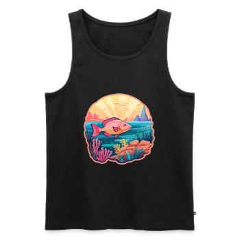 Coral Reef Fish Colorful Watercolor Cartoon Kawaii - Men's Premium Organic Tank Top - black - Front - AI Model Male 178 light (178cm)
