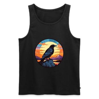 Crow Colorful Watercolor Cartoon Kawaii Animal - Men's Premium Organic Tank Top - black - Front - Michal (187cm)