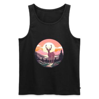 Cerf Aquarelle Colorée Dessin Animé Kawaii Animal - Débardeur bio Premium Homme - noir - Devant - Michal (187cm)