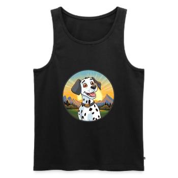 Dalmatinischer Hund Bunte Aquarell-Karikatur Kawaii - Männer Premium Bio Tank Top - Schwarz - Vorne - Michal (187cm)