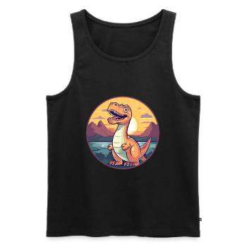 Dinosaure Aquarelle Colorée Dessin Animé Kawaii Animal - Débardeur bio Premium Homme - noir - Devant - Michal (187cm)
