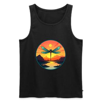 Libelle bunte Aquarell-Karikatur Kawaii Haustier - Männer Premium Bio Tank Top - Schwarz - Vorne - Michal (187cm)
