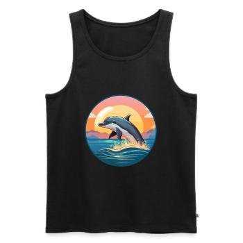 Delfin buntes Aquarell Cartoon Kawaii Tier - Männer Premium Bio Tank Top - Schwarz - Vorne - AI Model Male 178 light (178cm)
