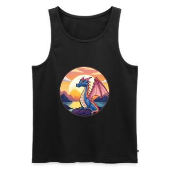 Dragon Aquarelle Colorée Dessin Animé Kawaii Animal - Débardeur bio Premium Homme - noir - Devant - Michal (187cm)