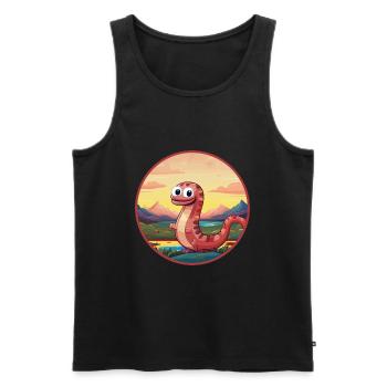 Ver de terre coloré aquarelle dessin animé kawaii animal de compagnie - Débardeur bio Premium Homme - noir - Devant - Michal (187cm)