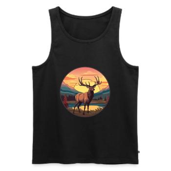 Elk Colorful Watercolor Cartoon Kawaii Animal - Men's Premium Organic Tank Top - black - Front - Michal (187cm)