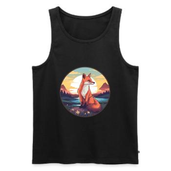 Gelehrter Fuchs Buntes Aquarell Cartoon Kawaii Haustier - Männer Premium Bio Tank Top - Schwarz - Vorne - AI Model Male 178 light (178cm)