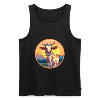 Kuh buntes Aquarell Cartoon Kawaii Tier - Männer Premium Bio Tank Top - Schwarz - Vorne - AI Model Male 178 light (178cm)