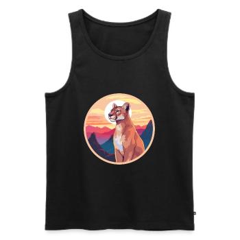 Cougar Buntes Aquarell Cartoon Kawaii Tier - Männer Premium Bio Tank Top - Schwarz - Vorne - AI Model Male 178 light (178cm)