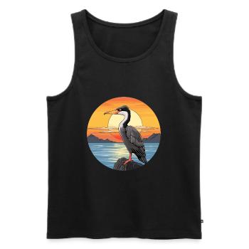 Kormoran Bunte Aquarell-Karikatur Kawaii Haustier - Männer Premium Bio Tank Top - Schwarz - Vorne - Michal (187cm)